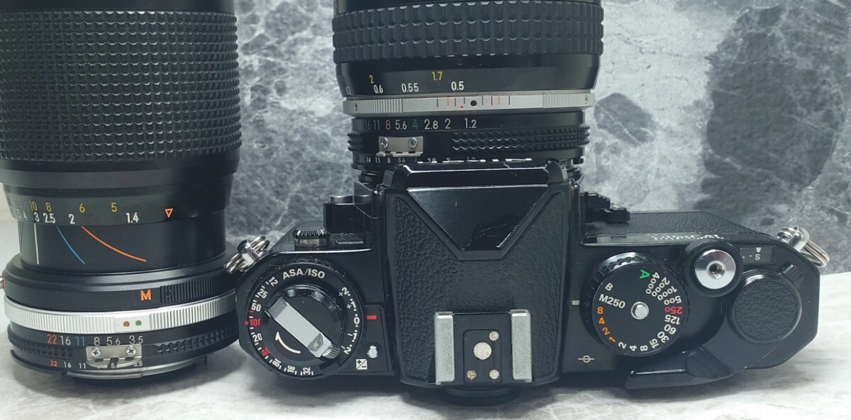 【終活コレクション整理】 Nikon FE2黒＋Ai NIKKOR 50mm f1.2 シンデレラ＋35-105mm マクロ付ズーム 各動作良好 露出計OK レンズ光学良好の画像4