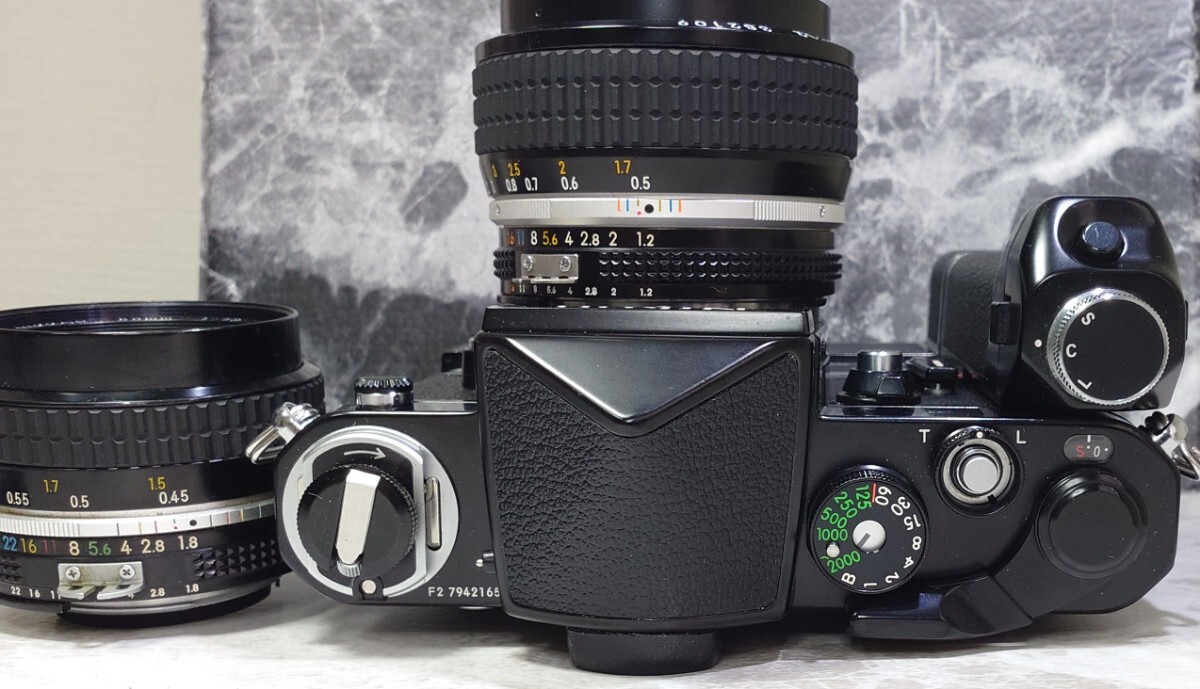 【終活】 Nikon F2 アイレベルF 黒 美品＋Ai-s NIKKOR 50mm f1.2 シンデレラ＋Ai 50mm f1.8＋モータードライブMD−2＋MB-1 各動作良好 連写の画像4