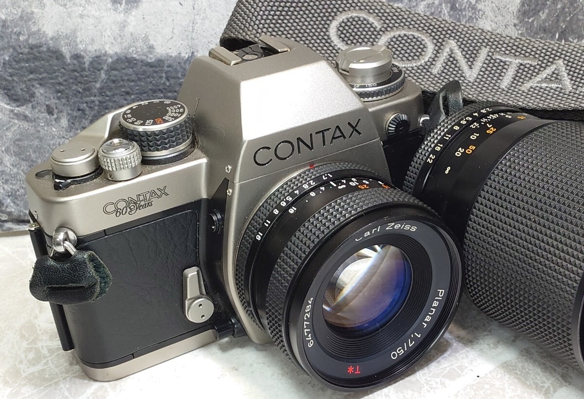 【終活整理】CONTAX S2 機械式モデル 美品＋Planar 50mm f1.7＋Sonnar 135mm f2.8 AEJ 単焦点2本セット 各動作良好 露出計OK 光学良好 の画像2