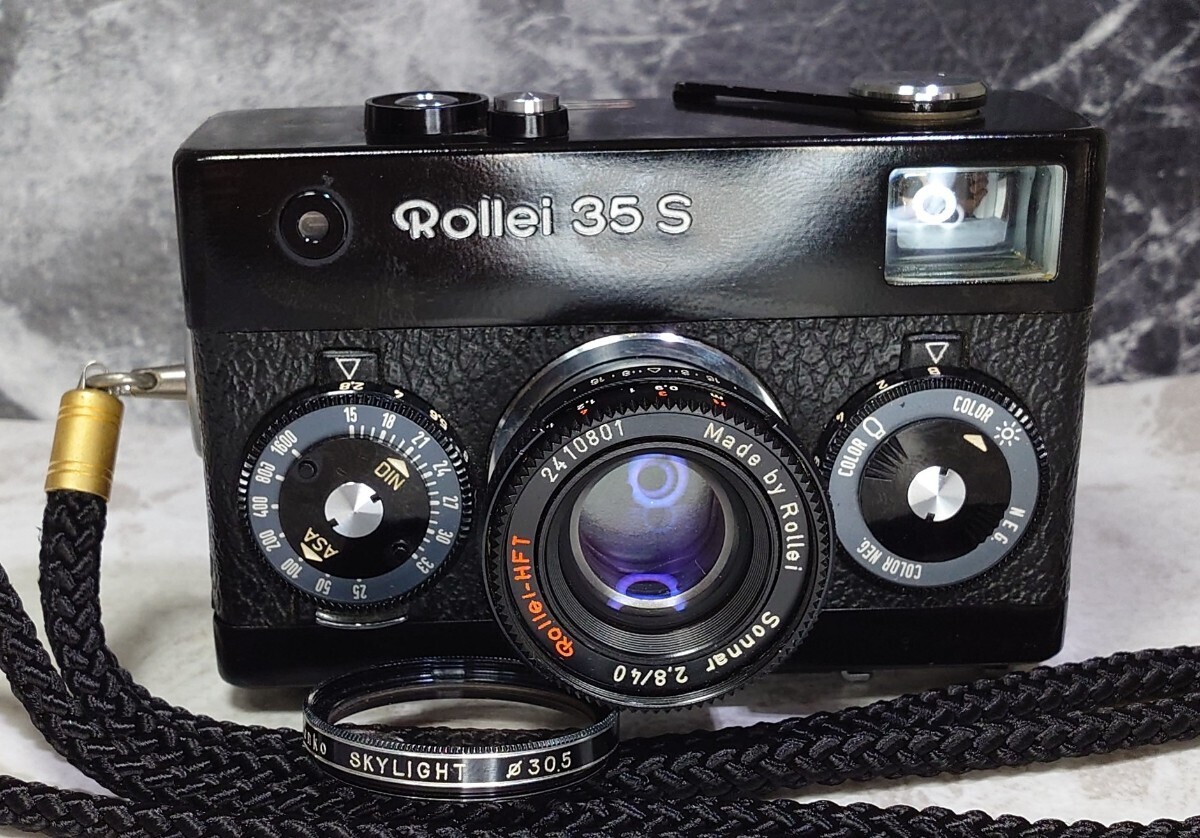 【終活収集品整理】 Rollei 35S 黒 Sonnar 40mm f2.8 HFTコーティング搭載モデル 各動作良好 スローOK 露出計メーターOK 手のひらサイズ の画像2