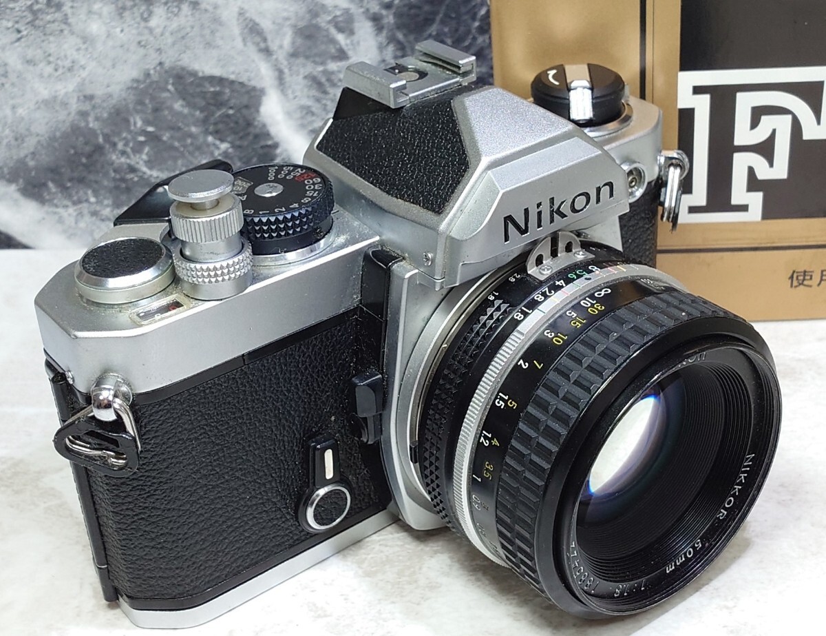 【終活整理】 Nikon FM 機械式一眼レフ＋Ai NIKKOR 50mm f1.8 単焦点レンズセット 各動作良好 スローOK 露出計メーターOK 取扱説明書付き の画像2
