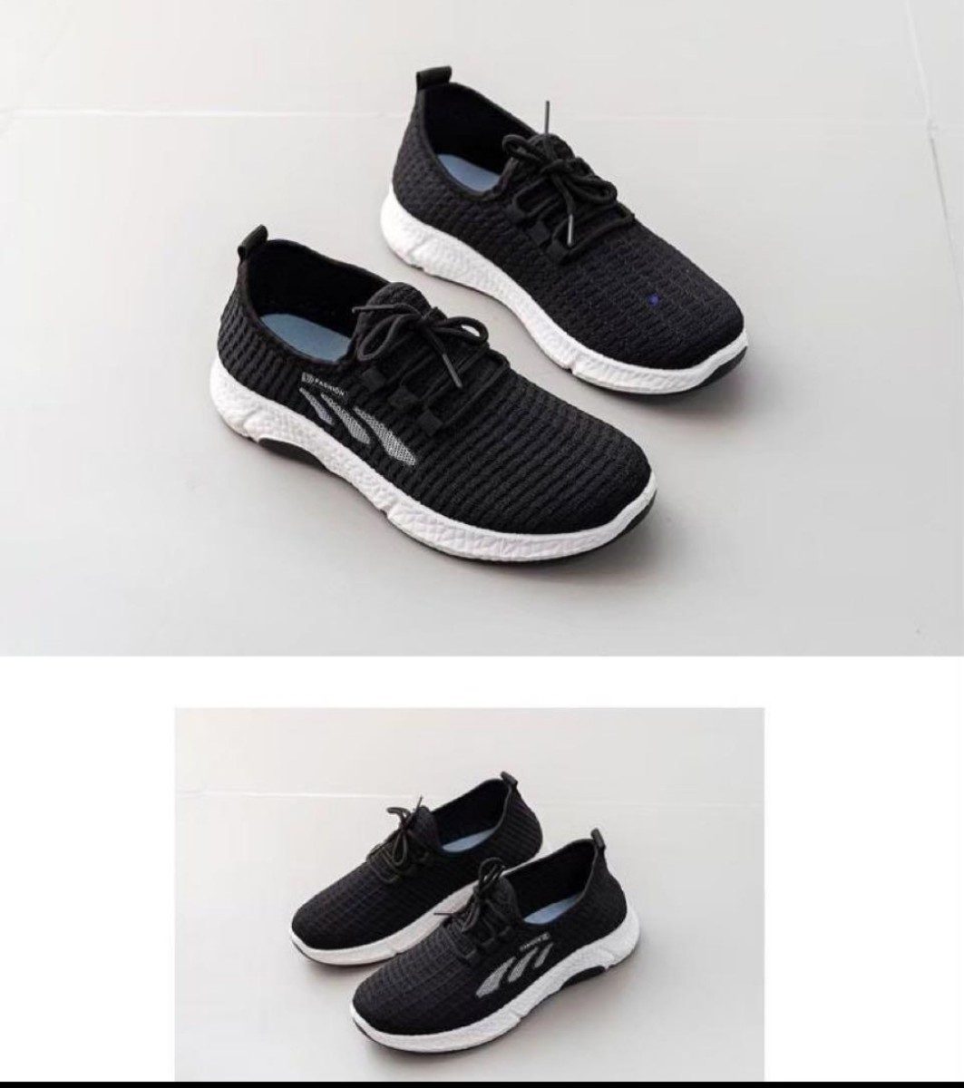  great popularity 24.5cm walking shoes sport lady's black Jim interior put on footwear walking shoes sneakers light weight light 