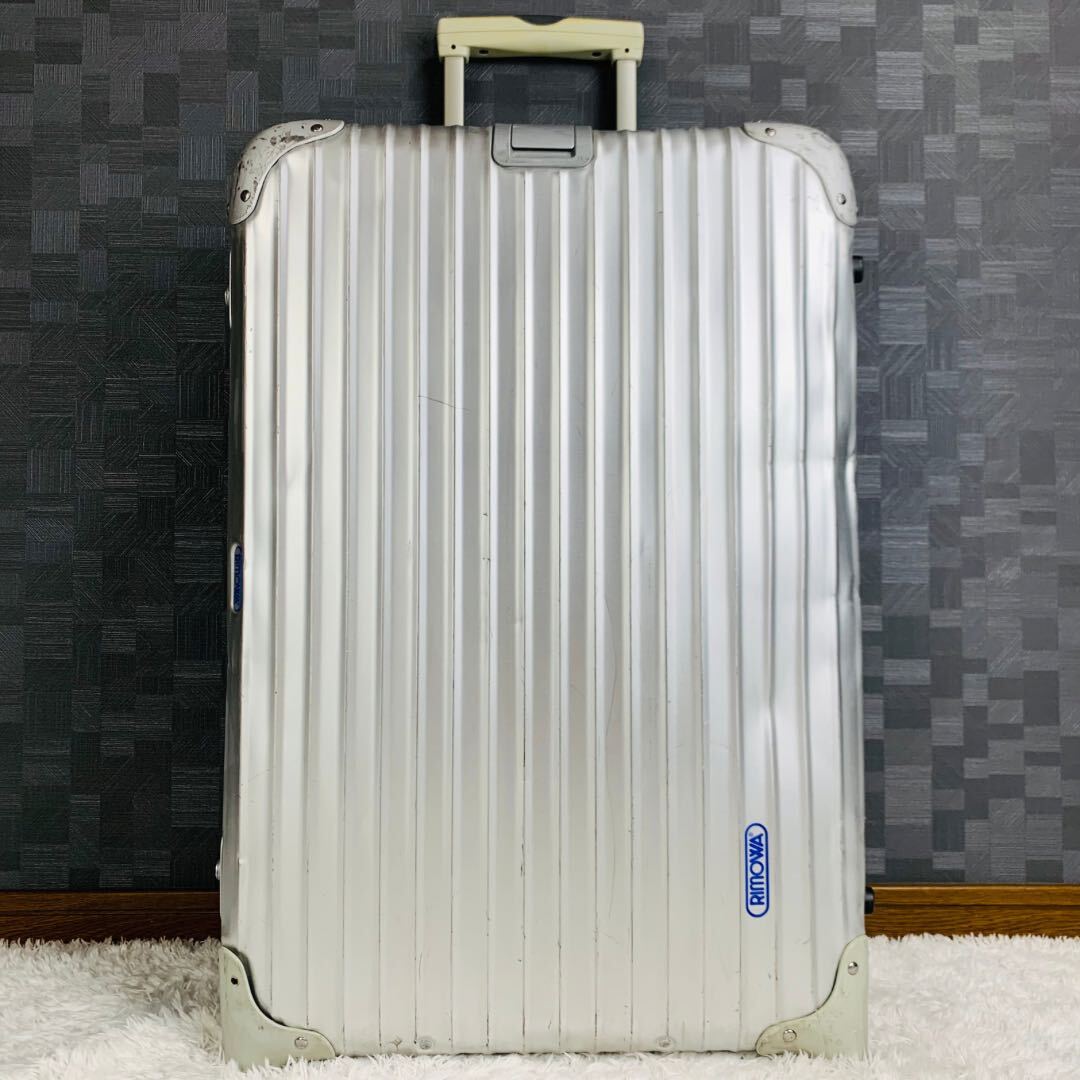 廃盤【人気モデル】青ロゴ RIMOWA リモワ TOPAS トパーズ 63L 2輪 TSAロック ジャンボトローリー アルミ スーツケース キャリーバッグの画像2