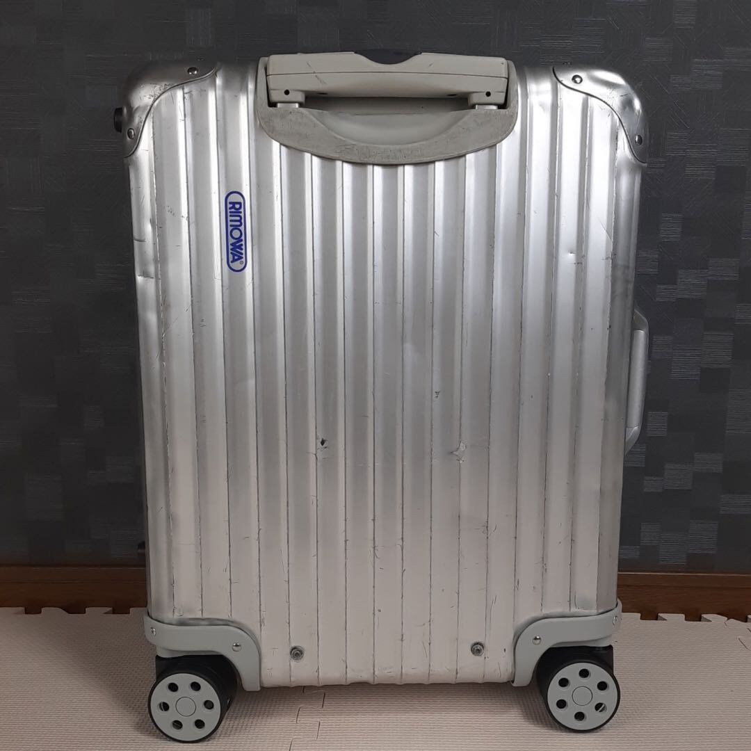  records out of production [ popular model ] blue Logo RIMOWA Rimowa TOPAS topaz 45L 4 wheel TSA lock silver original cabin plus aluminium suitcase 