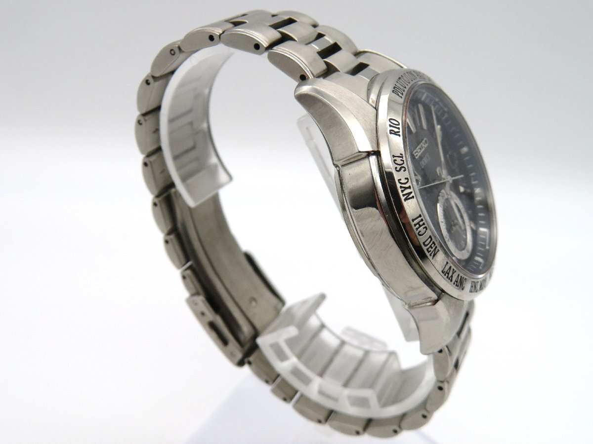 1円◆稼働◆ セイコー 8B54-0AF1 ドルチェ ブラック ソーラー メンズ 腕時計 コマ K80301の画像3