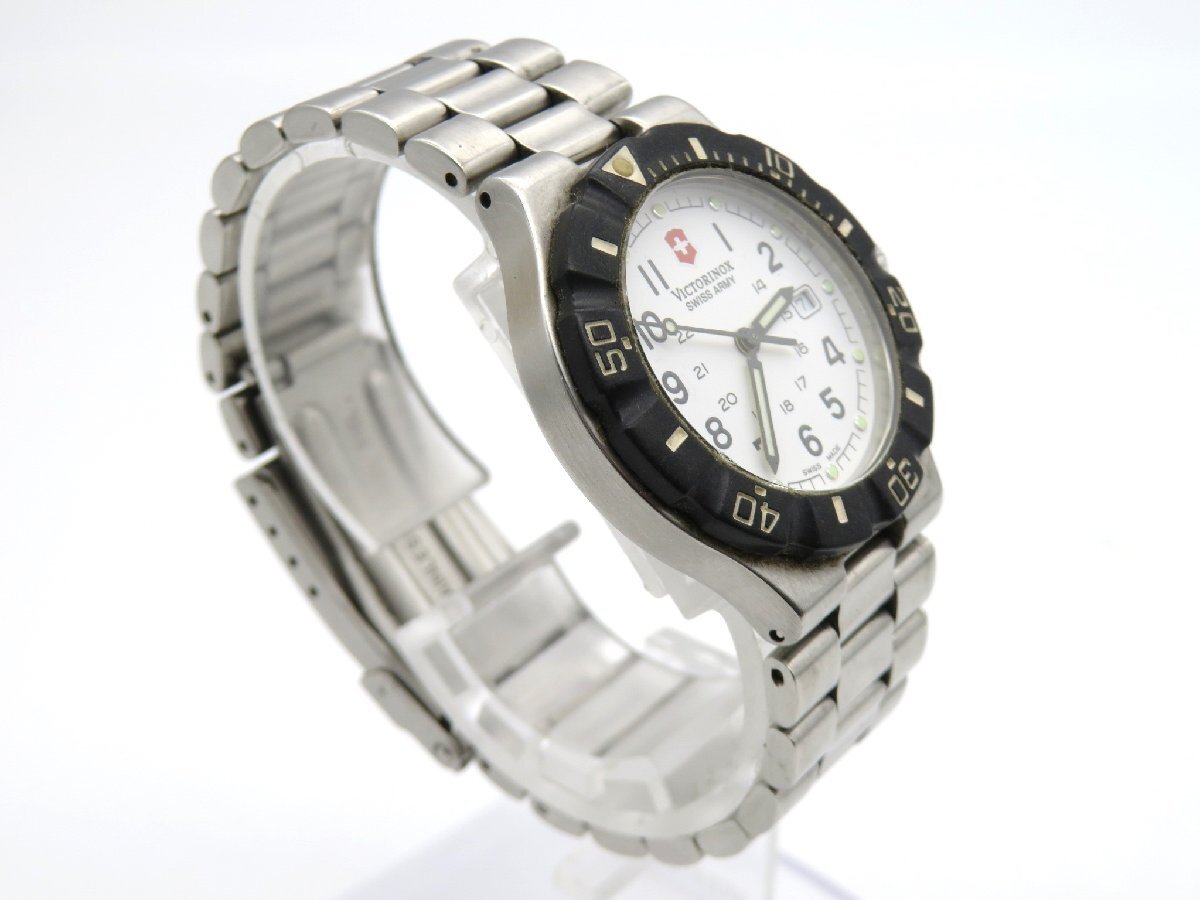 1円◆稼働◆ ヴィクトリノックス ホワイト クオーツ ユニセックス 腕時計 L19904の画像3