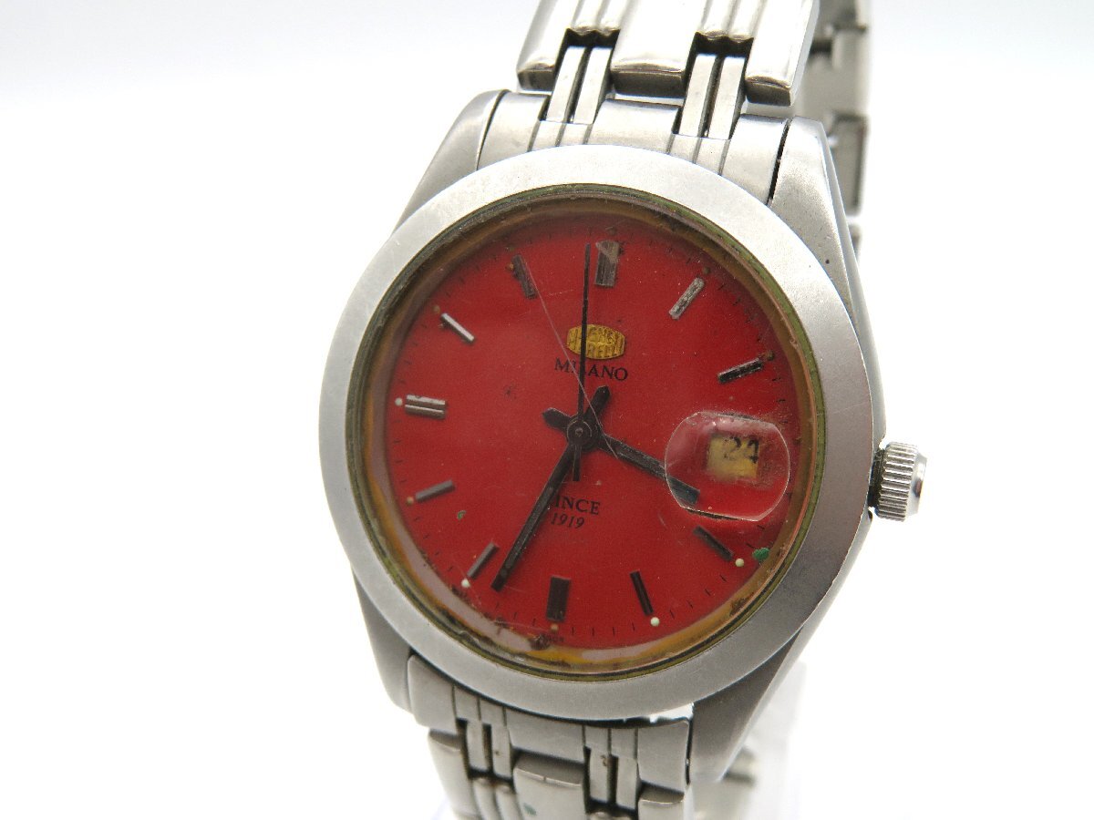 1円■ジャンク■ マニエッティマレリー 8805 レッド クオーツ ユニセックス 腕時計 K84303の画像1