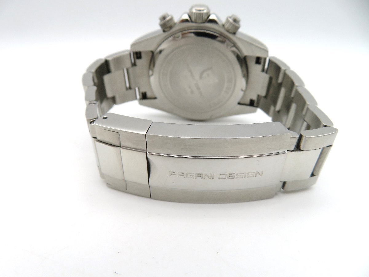 1円◆稼働◆ ノンブランド PD-1644 パガーニ デイトナオマージュ クロノグラフ ホワイト クオーツ メンズ 腕時計 保 N030の画像5