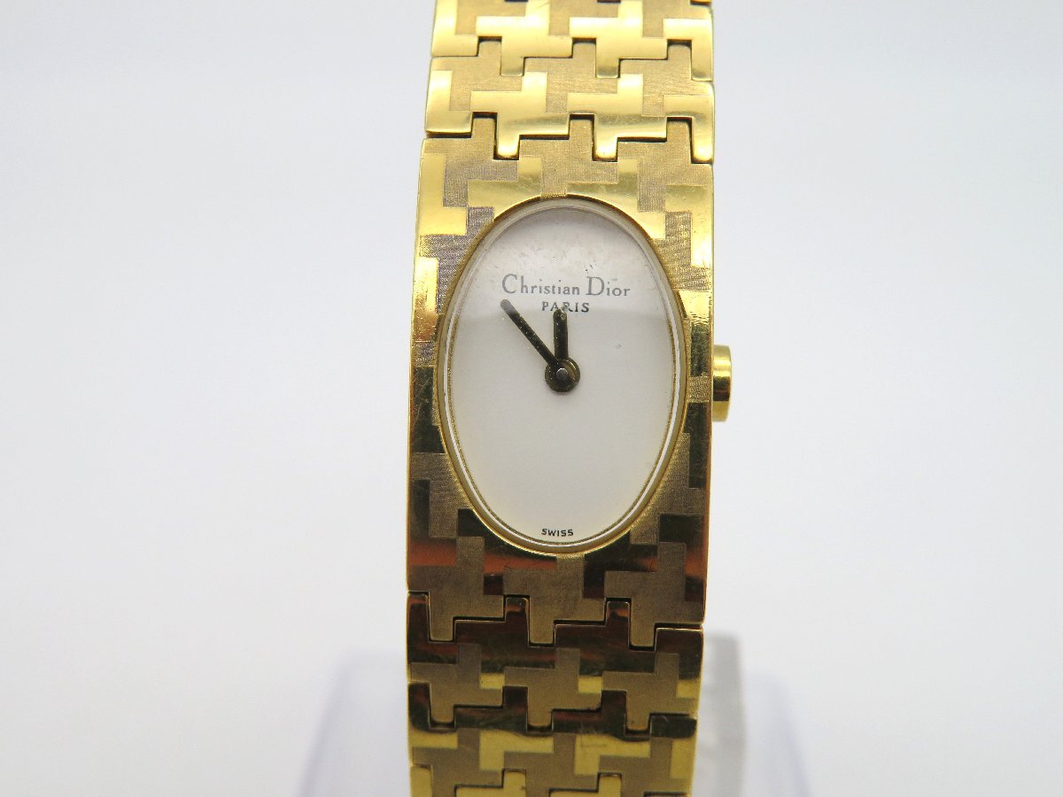 1円◆稼働◆ ディオール D70-150 ホワイト クオーツ レディース 腕時計 K83405の画像2