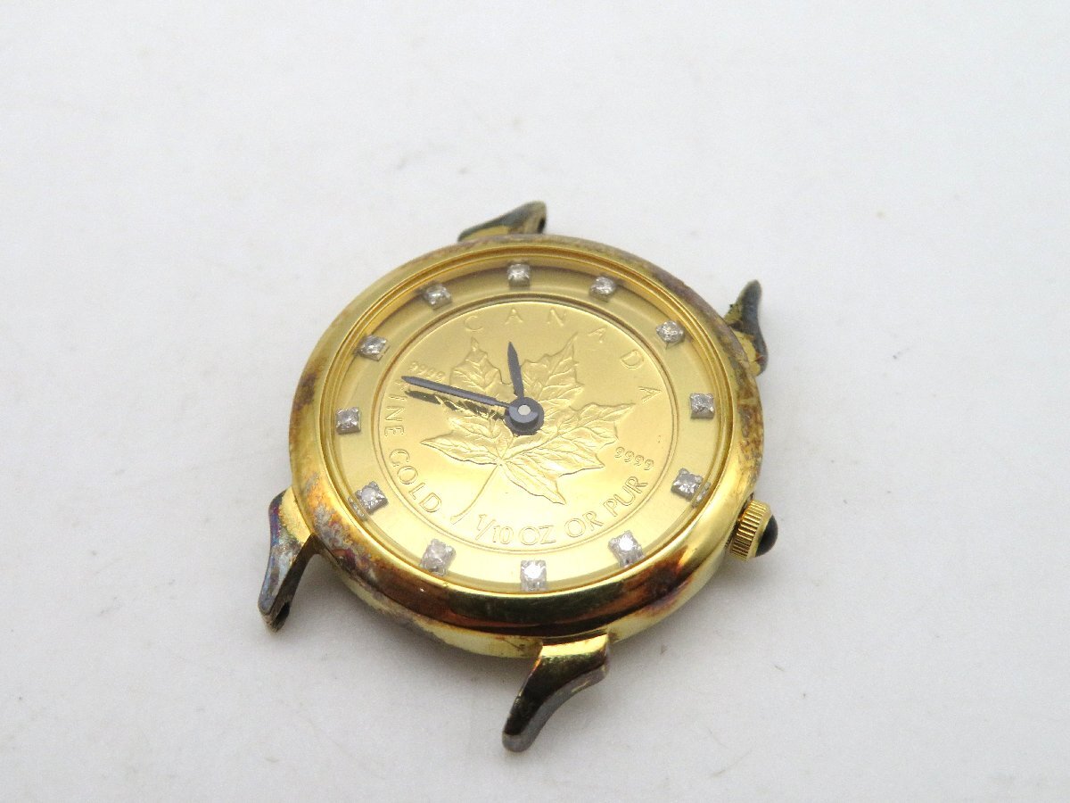 1円◆稼働◆ コインウォッチ ファインゴールド ゴールド クオーツ レディース 腕時計 K81409の画像2