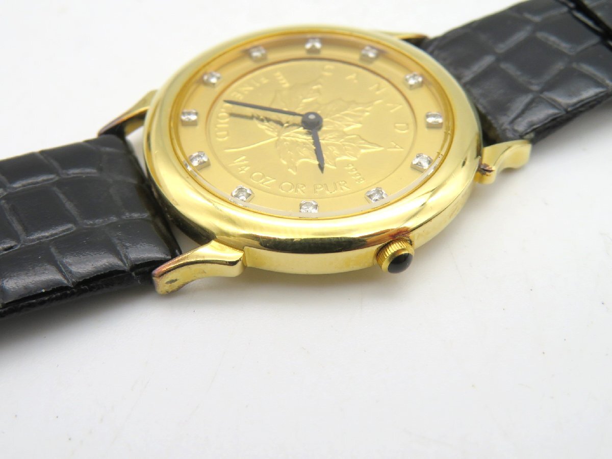1円◆稼働◆ コインウォッチ ゴールド クオーツ ユニセックス 腕時計 鑑 L31415の画像3