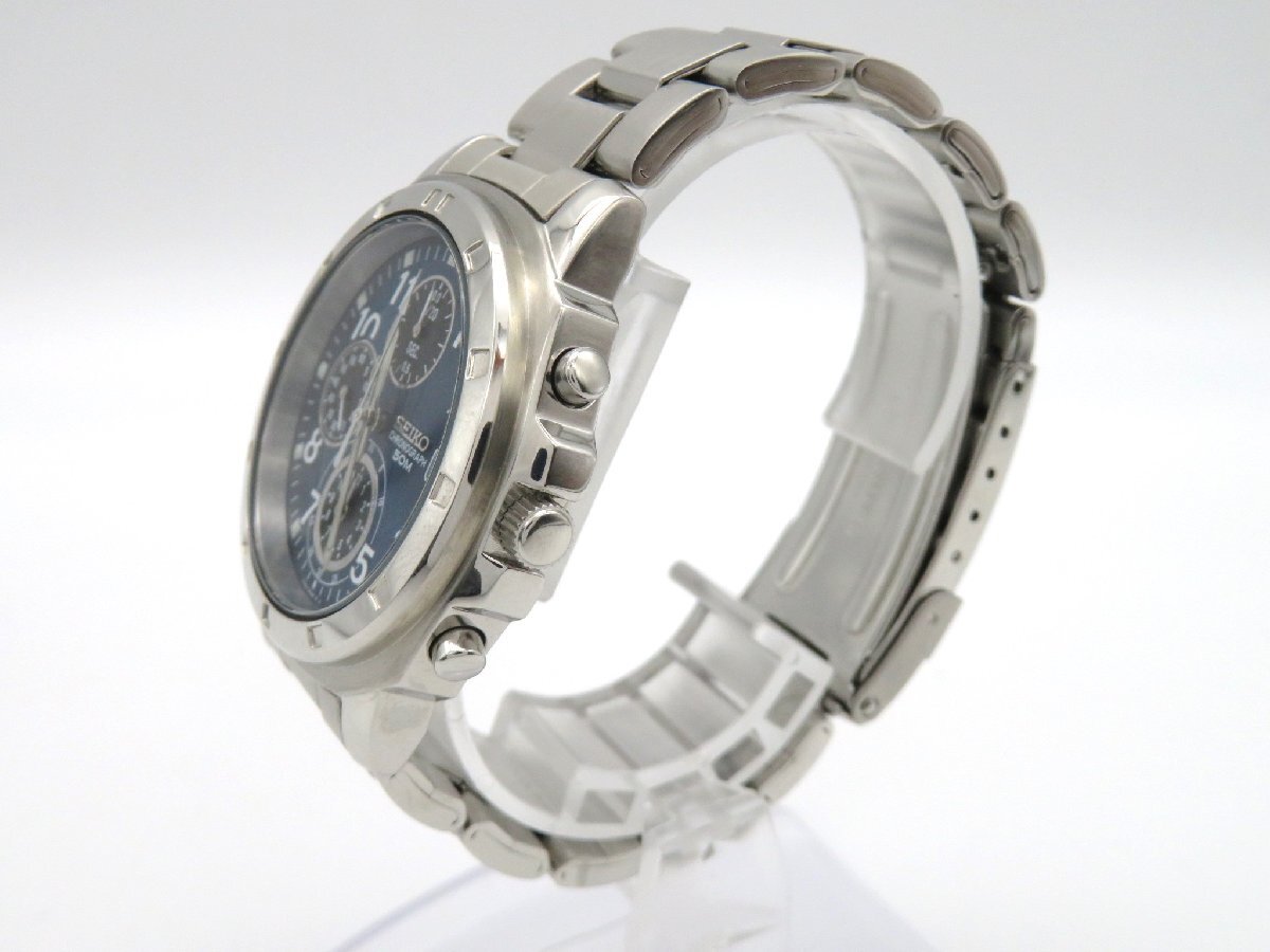 1円◆稼働◆ セイコー 7T92-0CA0 クロノグラフ ブルー クオーツ メンズ 腕時計 N820_画像2