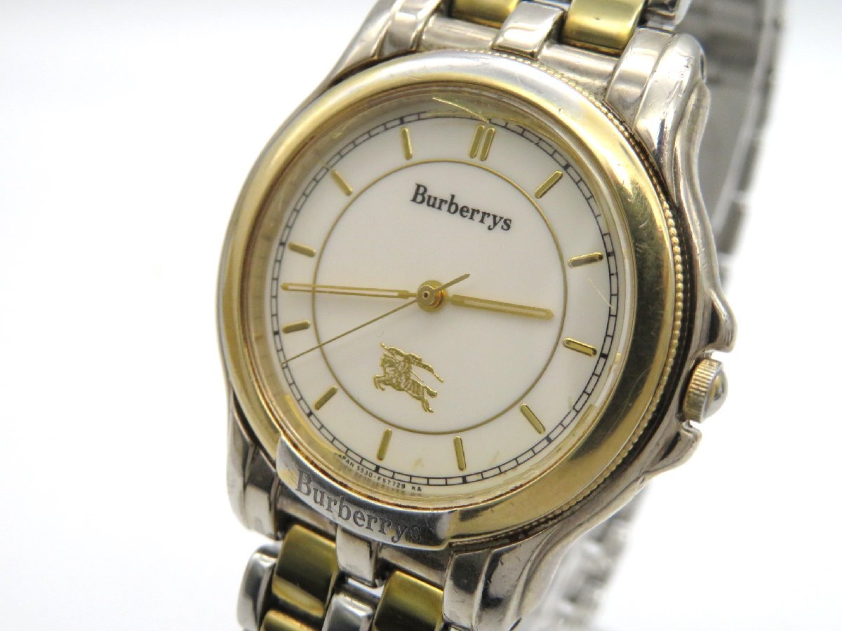 1円◆稼働◆ バーバリー ホワイト クオーツ ユニセックス 腕時計 L30805_画像1