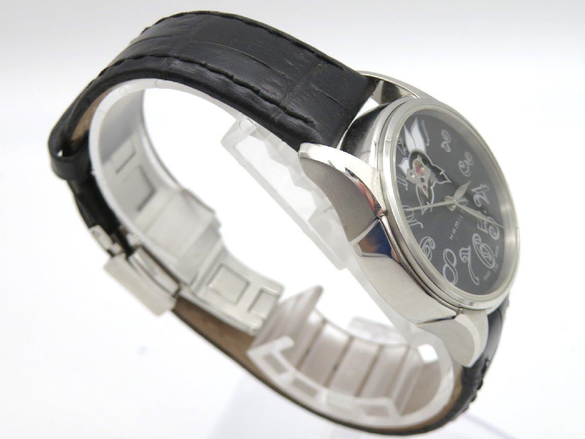 1円◆稼働◆ ハミルトン H323950 ブラック 自動巻き ユニセックス 腕時計 L27801の画像3