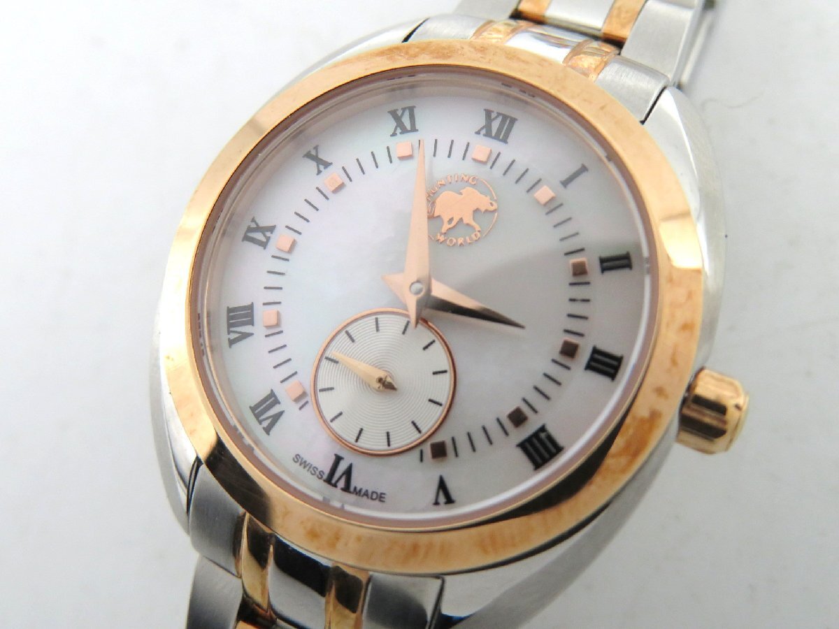 1円◆稼働◆ ハンティングワールド シェルホワイト クオーツ レディース 腕時計 L31104_画像1