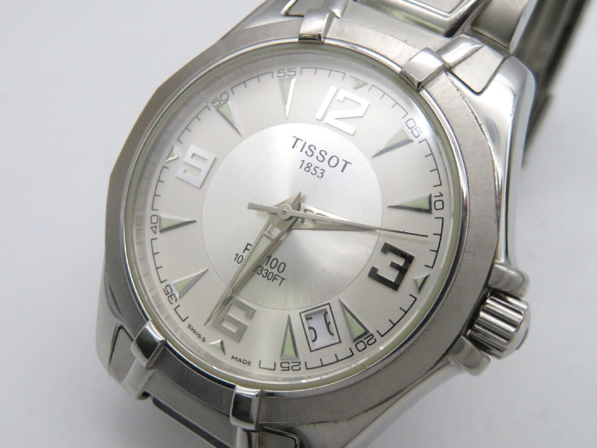 1円◆稼働◆ ティソ PR100 シルバー/ホワイト クオーツ メンズ 腕時計 L30502の画像1