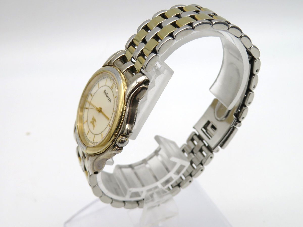 1円◆稼働◆ バーバリー ホワイト クオーツ ユニセックス 腕時計 L30805_画像2