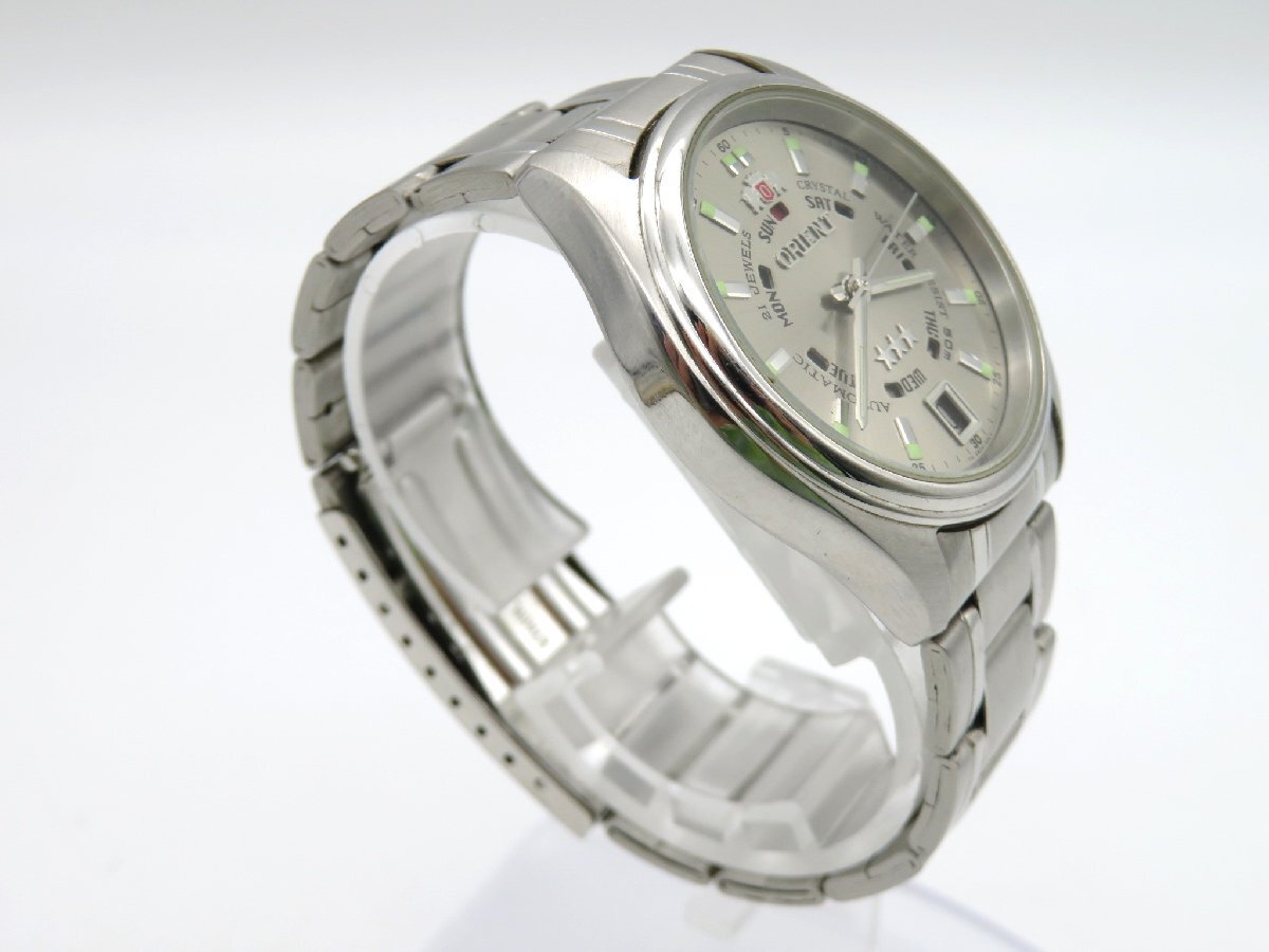 1円◆稼働◆ オリエント シルバー 自動巻き メンズ 腕時計 N642の画像3