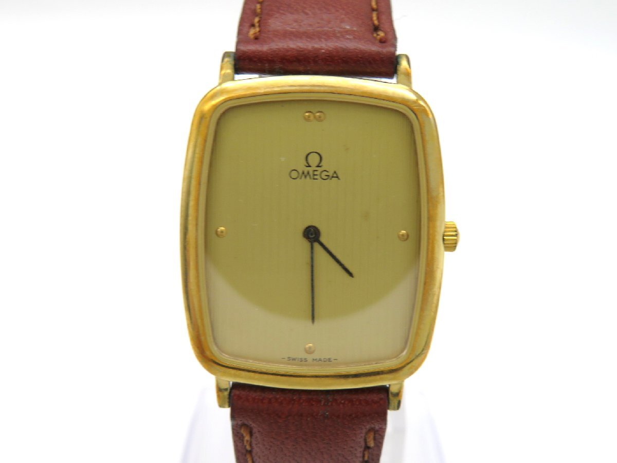 1円◆稼働◆ オメガ デビル シャンパン クオーツ レディース 腕時計 L51002_画像1