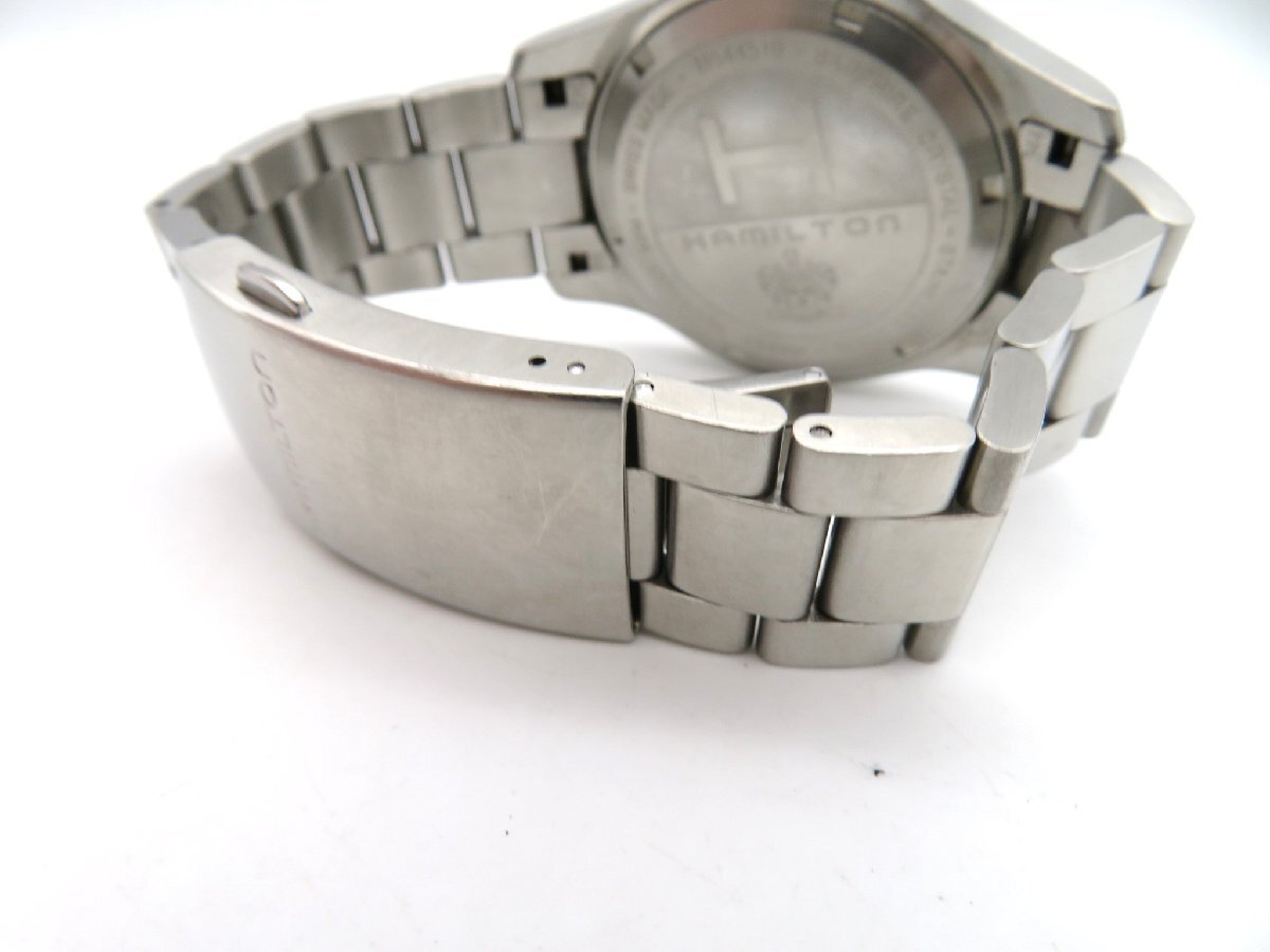 1円◆稼働◆ ハミルトン H644510 カーキ 黒 クオーツ メンズ 腕時計 L50401の画像6