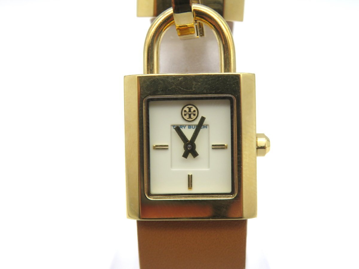 1円◆稼働◆ トリーバーチ TBＷ7001 アイボリー クオーツ レディース 腕時計 L55403の画像2