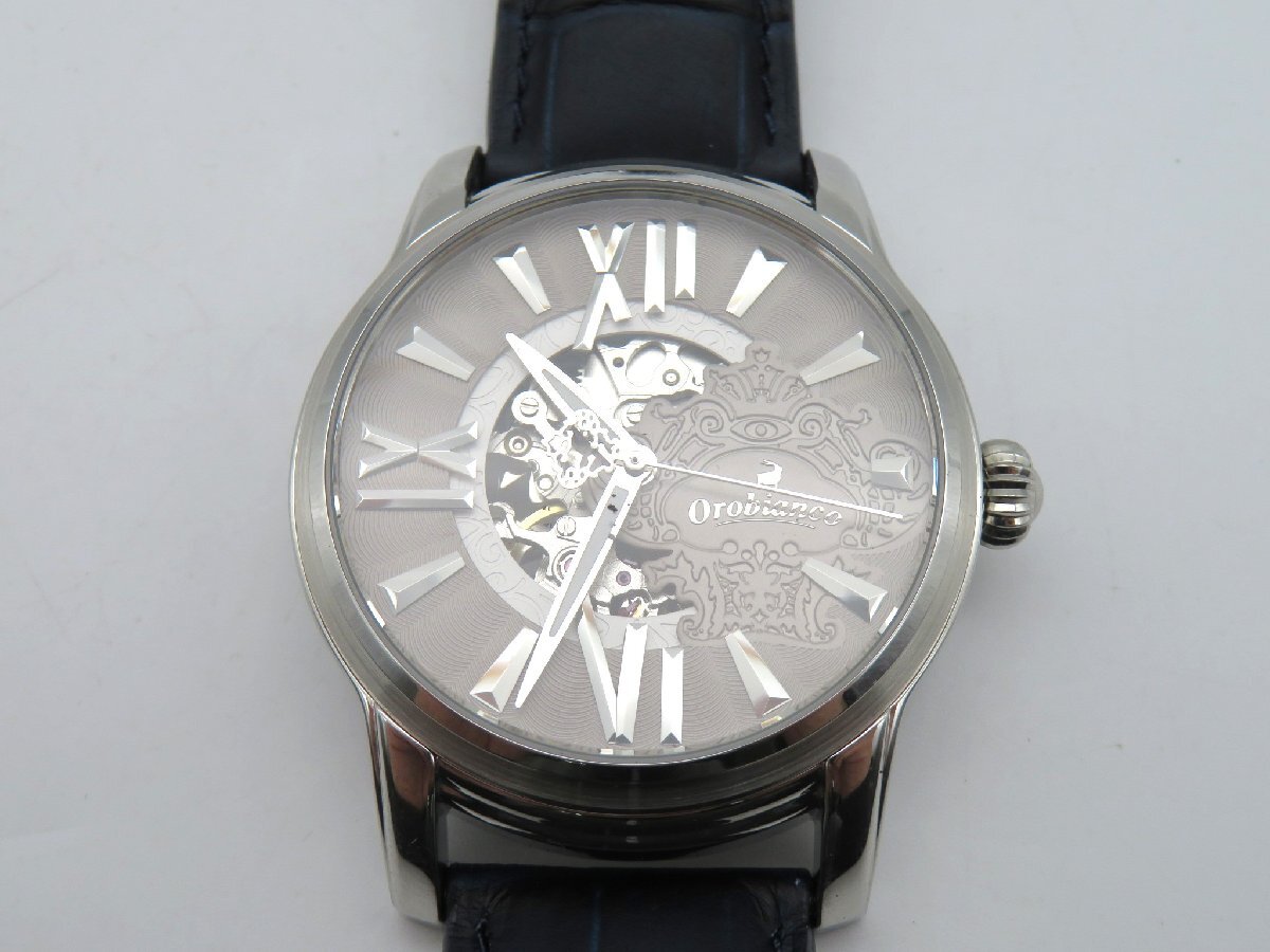 1円◆稼働◆ オロビアンコ シルバー 自動巻き メンズ 腕時計 L55105の画像2