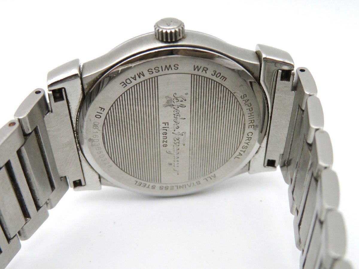 1円◆稼働◆ フェラガモ F10 フィレンツェ ブラック クオーツ メンズ 腕時計 L53801の画像5