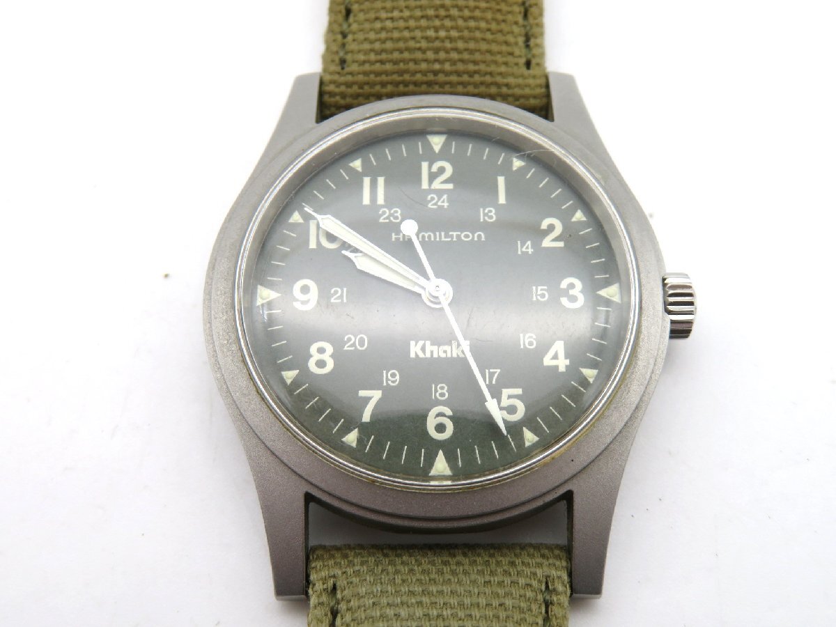 1円◆稼働◆ ハミルトン カーキ 緑 手巻き ユニセックス 腕時計 L55401の画像2