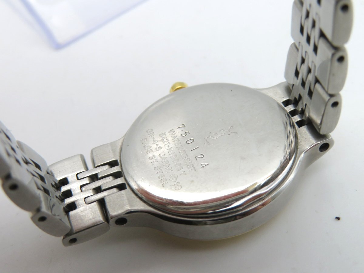 1円◆稼働◆ YSL ホワイト クオーツ レディース 腕時計 L50101_画像4