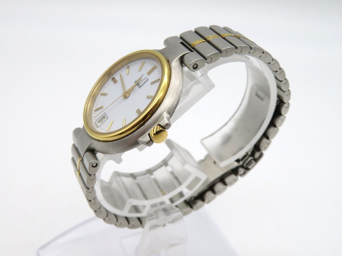 1円◆稼働◆ ダンヒル ホワイト クオーツ ユニセックス 腕時計 L56003_画像3