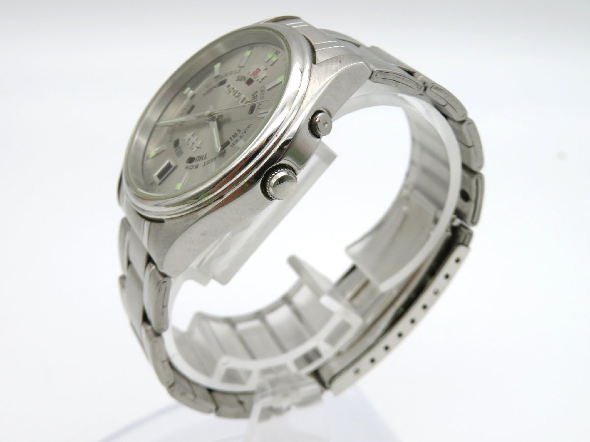 1円◆稼働◆ オリエント シルバー 自動巻き メンズ 腕時計 N642