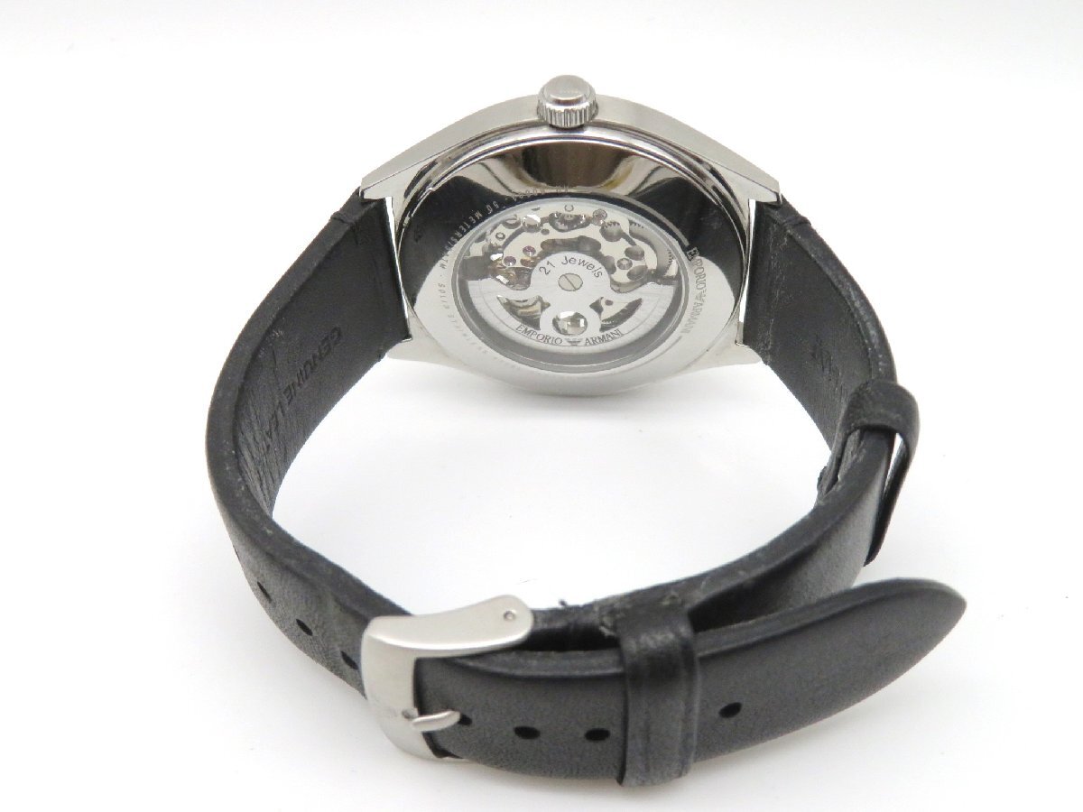 1円◆稼働◆ アルマーニ AR-60003 メカニック スケルトン 自動巻き メンズ 腕時計 L53803の画像6