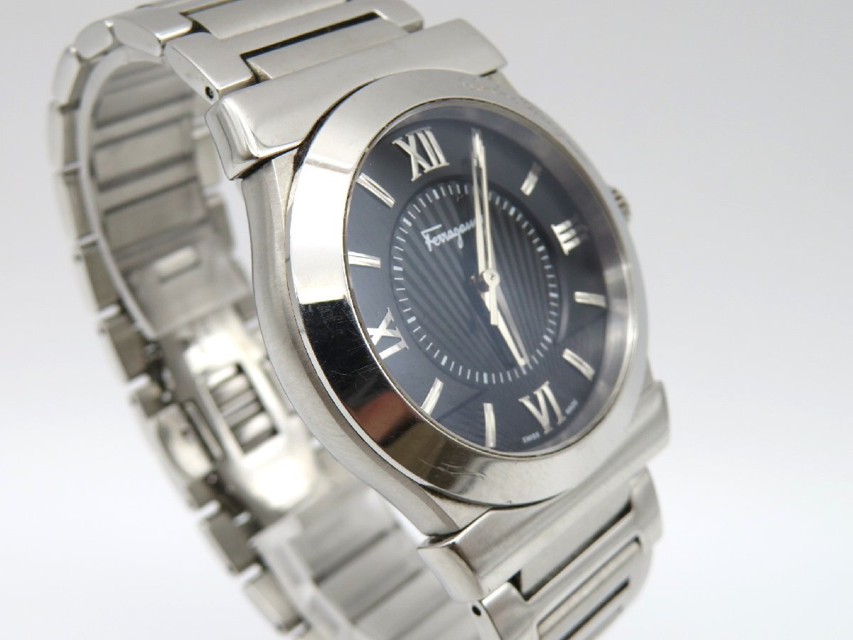 1円◆稼働◆ フェラガモ F10 フィレンツェ ブラック クオーツ メンズ 腕時計 L53801の画像3