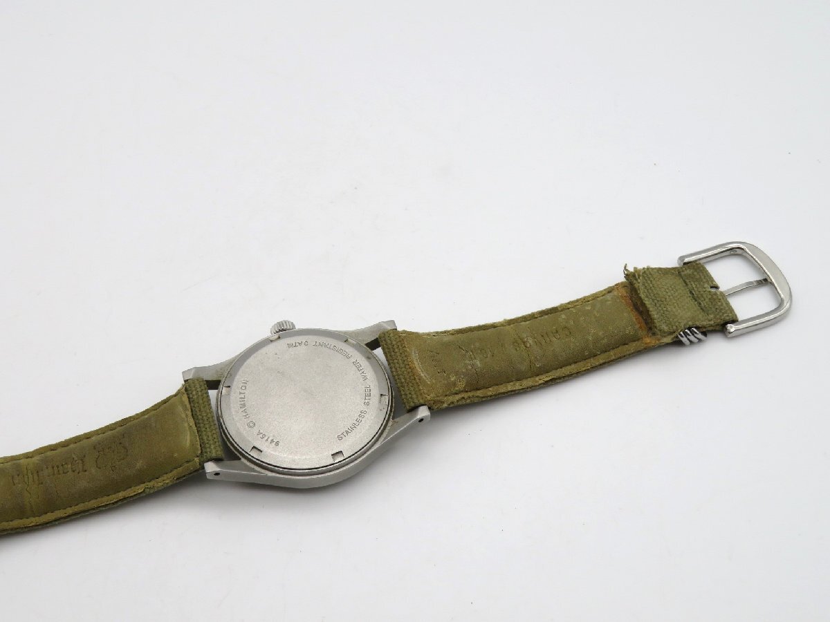 1円◆稼働◆ ハミルトン カーキ 緑 手巻き ユニセックス 腕時計 L55401の画像5