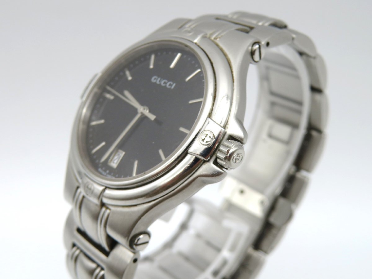 1円■ジャンク■ グッチ 9040M ブラック クオーツ ユニセックス 腕時計 L53305の画像2