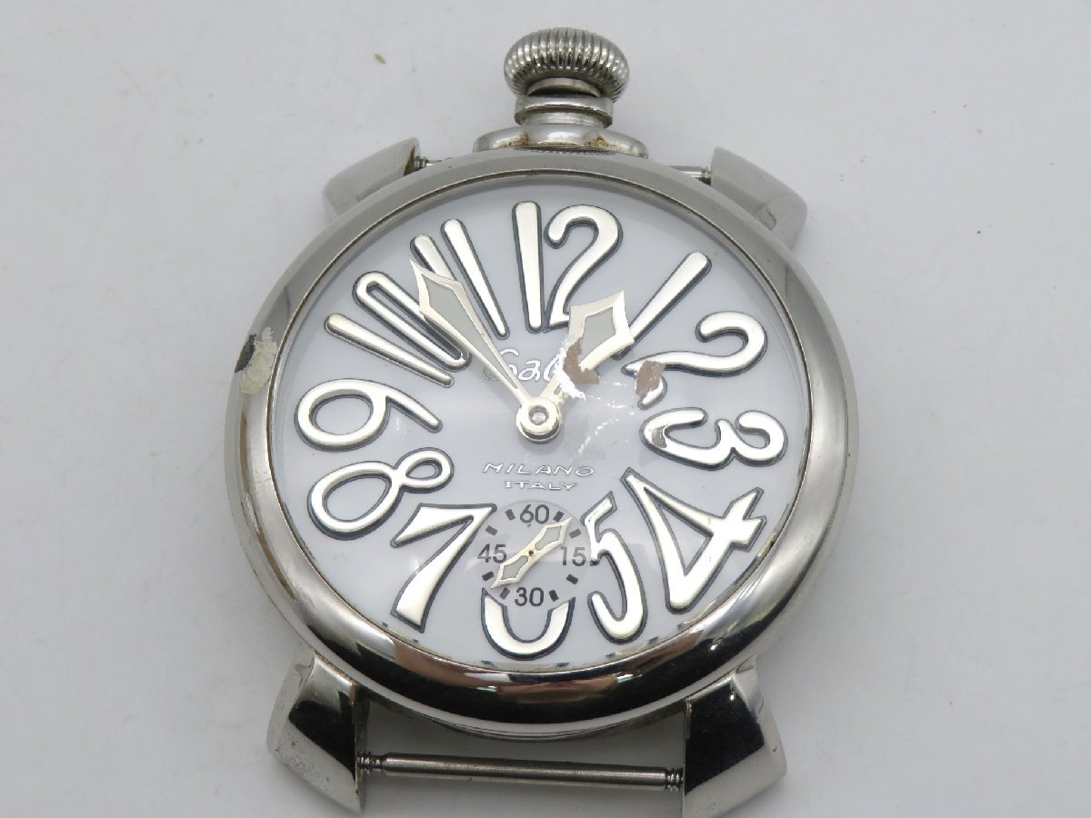 1円◆稼働◆ ガガミラノ マヌアーレ48 ホワイト 手巻き メンズ 腕時計 M12802の画像1