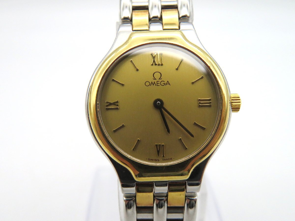 1円◆稼働◆ オメガ デヴィル ゴールド クオーツ レディース 腕時計 M17401の画像1