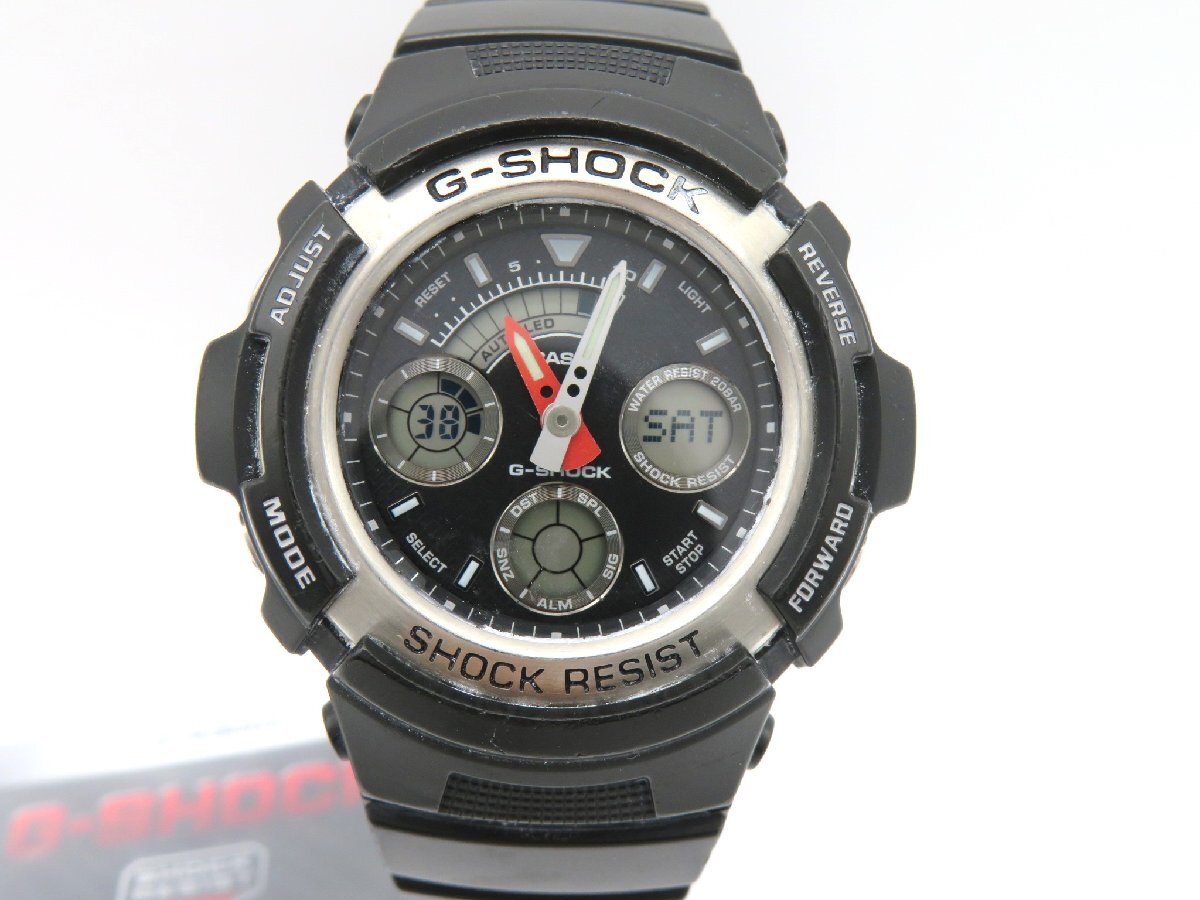 1円◆稼働◆ カシオ AW-590 Gショック ブラック クオーツ メンズ 腕時計 保 N825_画像1