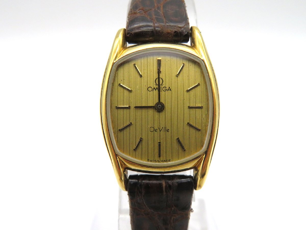 1円◆稼働◆ オメガ デヴィル ゴールド クオーツ レディース 腕時計 M13203の画像1