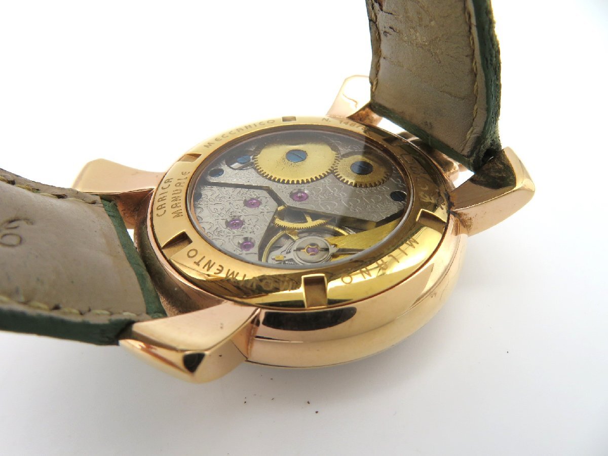 1円◆稼働◆ ガガミラノ グリーン 手巻き メンズ 腕時計 M15903の画像6
