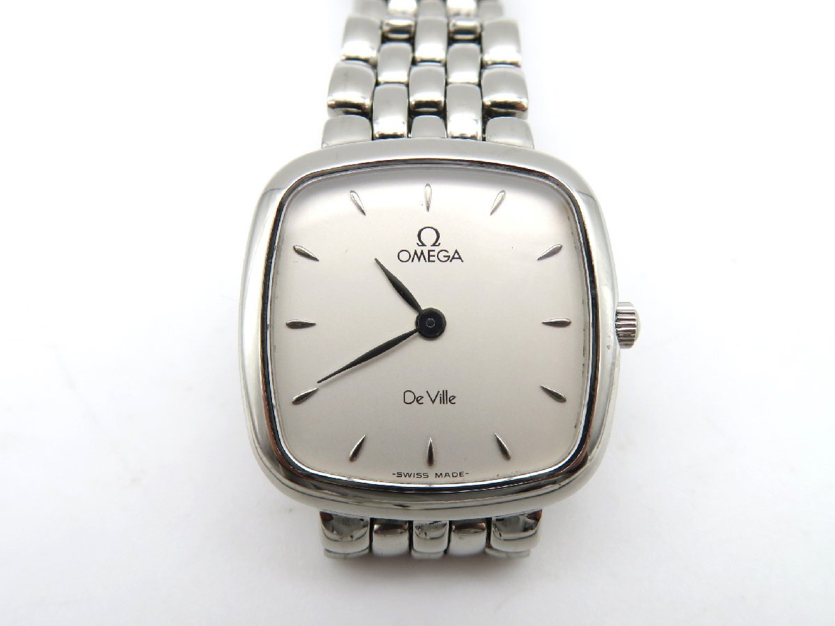 1円◆稼働◆ オメガ デヴィル ライトピンク クオーツ レディース 腕時計 M13302の画像1