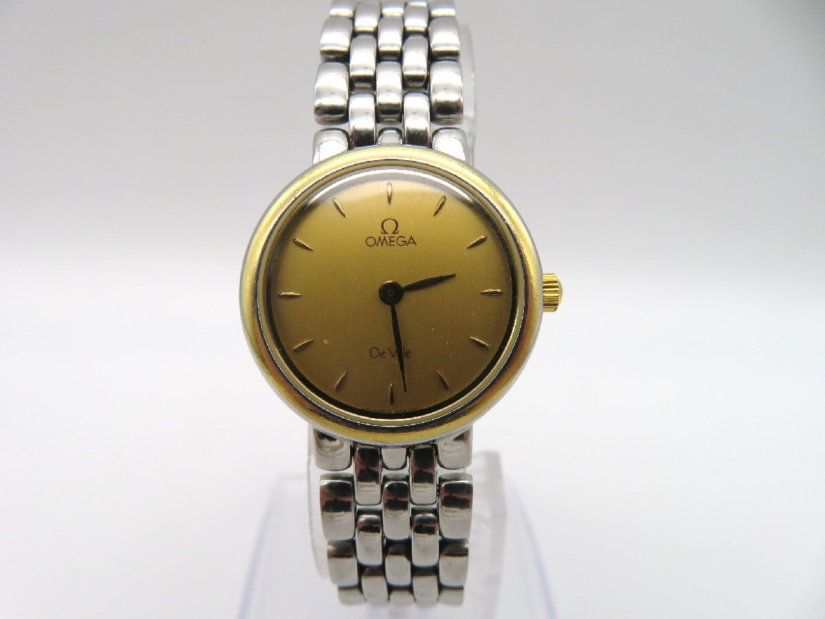 1円◆稼働◆ オメガ デヴィル ゴールド クオーツ レディース 腕時計 M16003の画像1