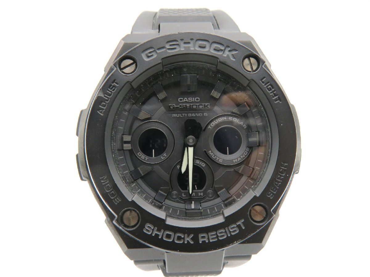 1円◆稼働◆ カシオ ＧＳＴ－Ｗ３００Ｇ Ｇ-SＨＯCＫ 黒 ソーラー メンズ 腕時計 Ｍ17501の画像1