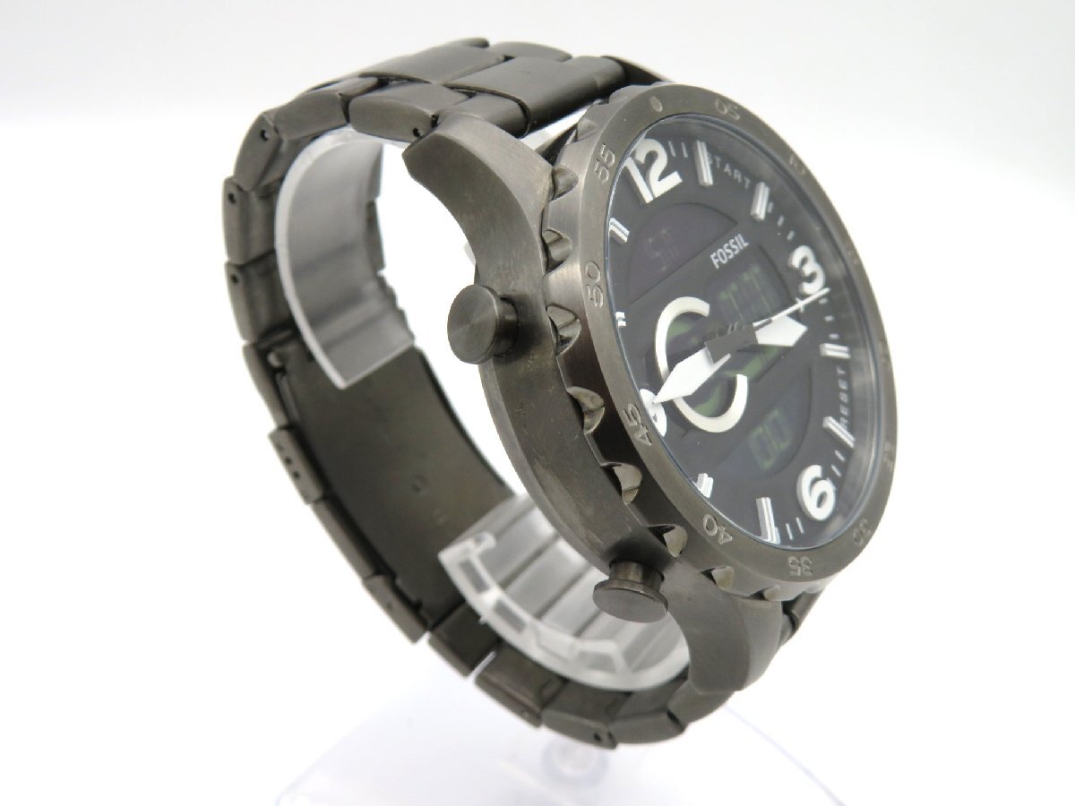 1円◆稼働◆ フォッシル JR1491 ブラック クオーツ メンズ 腕時計 L62009_画像3