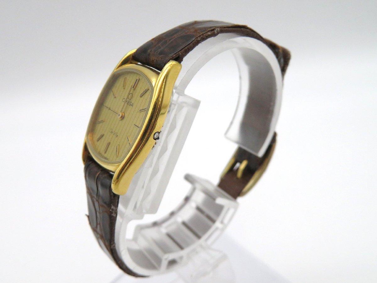 1円◆稼働◆ オメガ デヴィル ゴールド クオーツ レディース 腕時計 M13203の画像2