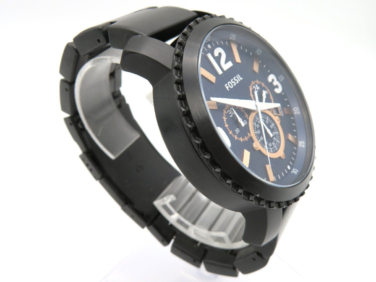 1円◆稼働◆ フォッシル JR-1353 ネイビー クオーツ メンズ 腕時計 L62010の画像3
