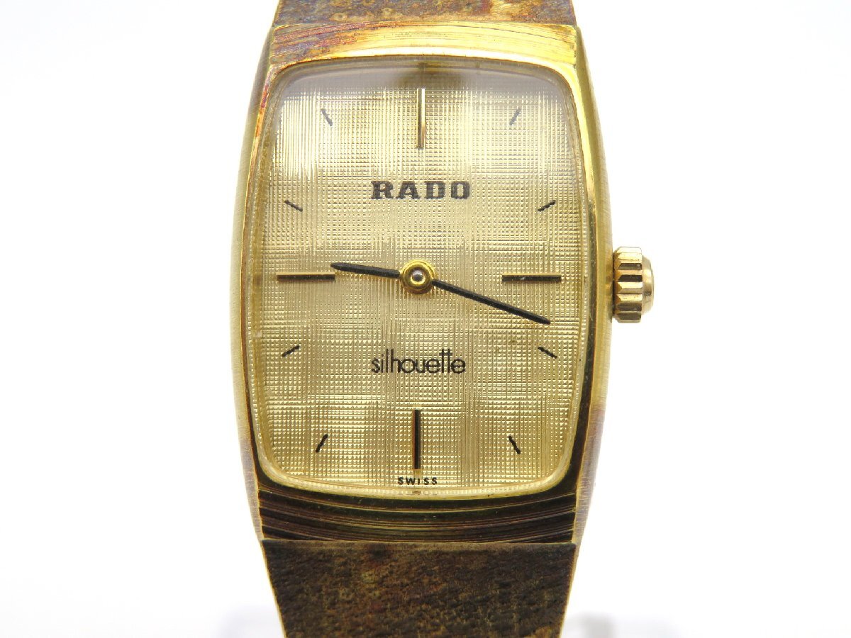 1円◆稼働◆ ラドー sihouette ゴールド 手巻き レディース 腕時計 M05307の画像1