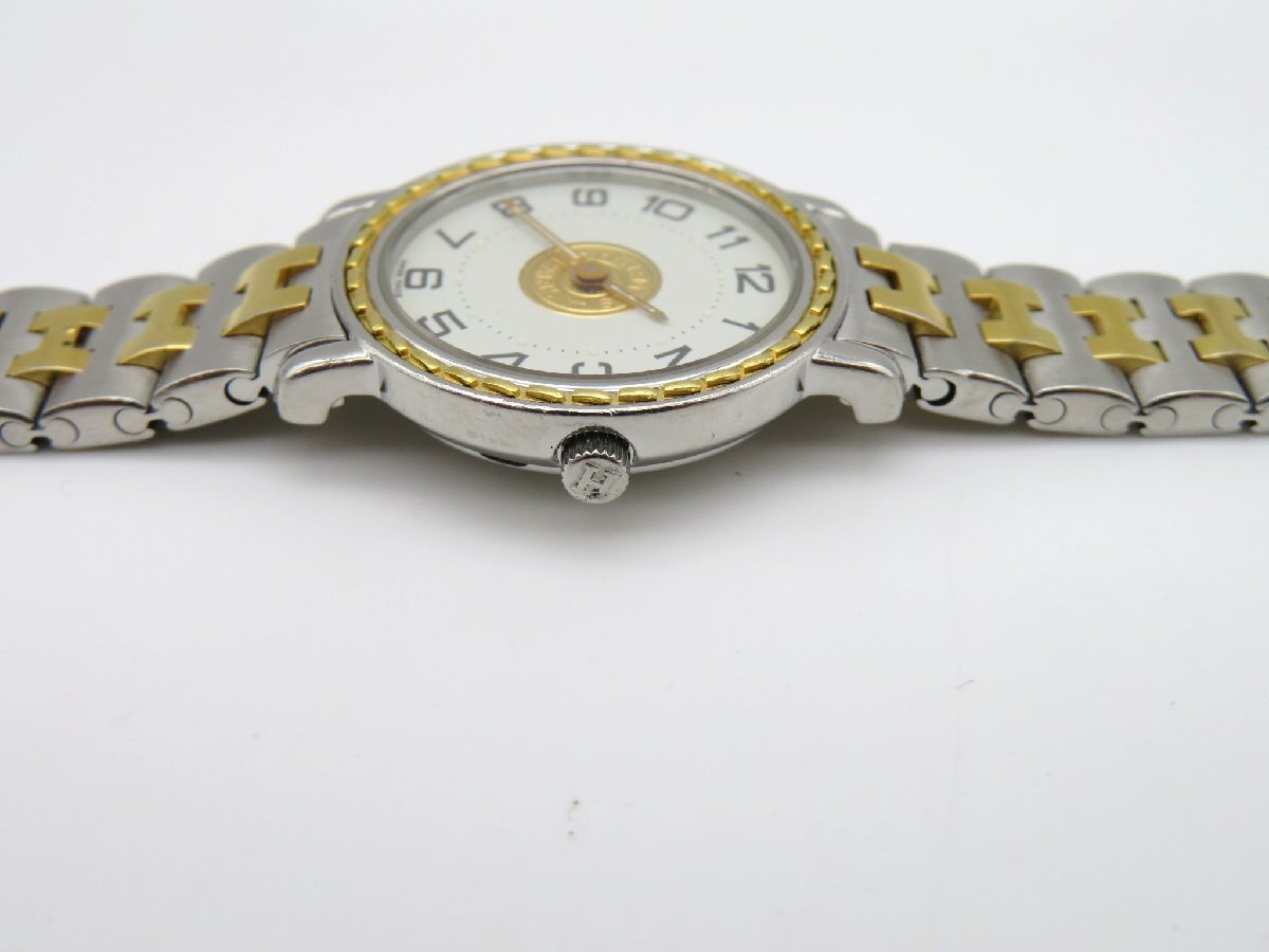1円◆稼働◆ エルメス SE4.220 セリエ ラウンド ホワイト クオーツ レディース 腕時計 O119の画像2