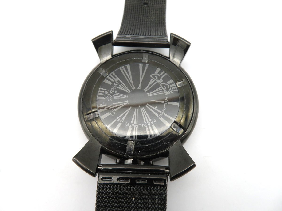 1円◆稼働◆ ガガミラノ マヌアーレ46 ブラック クオーツ メンズ 腕時計 M15904_画像6