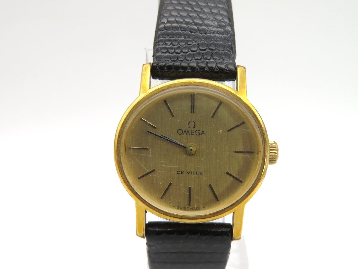 1円◆稼働◆ オメガ デヴィル ゴールド 手巻き レディース 腕時計 M16906の画像1